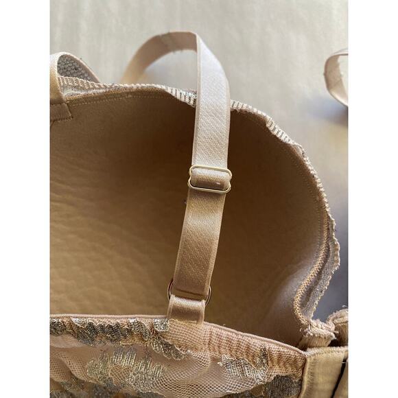 Victoria’s Secret Dream Angels Demi cup bra Womens Silver lace beige 34DDD - Picture 4 of 8